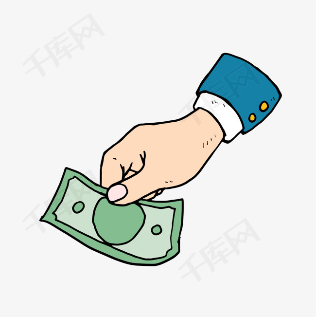 拿着纸币的手势矢量图商务手势卡通金钱纸币绿色纸币矢量图背景装饰