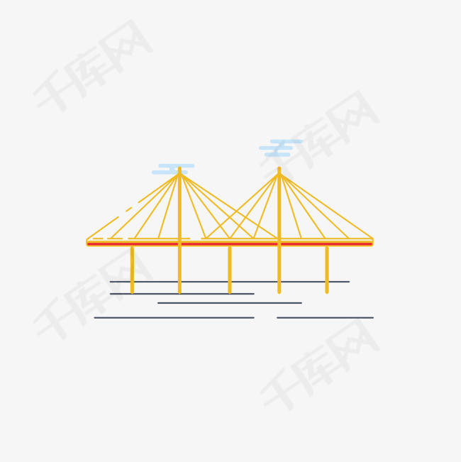 扁平化矢量图桥梁                                            卡通