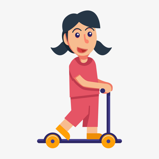 在玩滑板车的小女孩