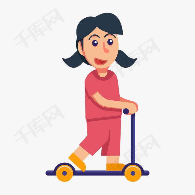 在玩滑板车的小女孩