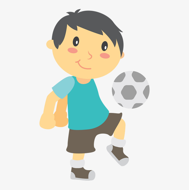 卡通手绘踢球的男孩手绘创意踢球的男孩卡通人物动漫动画人物插图