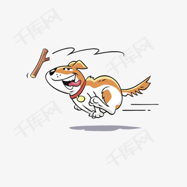 卡通手绘奔跑的小狗素材图片免费下载_高清png_千库网