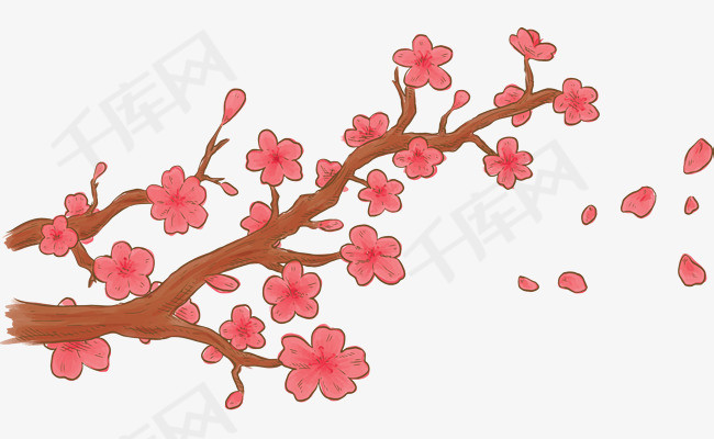 卡通手绘粉色桃花装饰