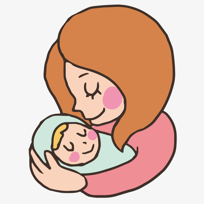 矢量卡通母亲和婴儿