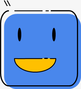蓝色方形笑脸图案卡通创意微笑的表情开心的方形笑脸