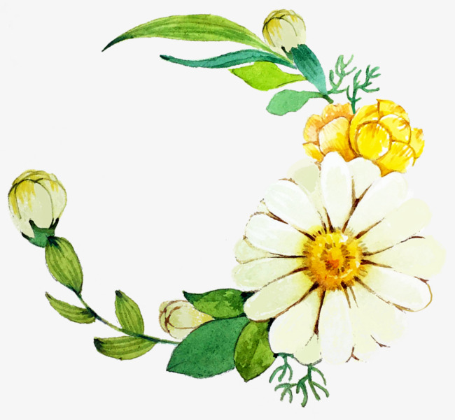 手绘小清新鲜花边框素材