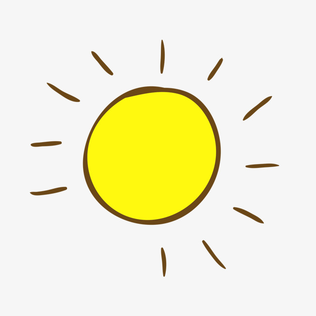 简单手绘黄色太阳小太阳黄色阳光烈日线条手绘