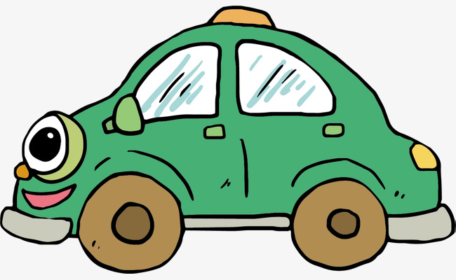 矢量图水彩绿色小汽车矢量图卡通手绘绿色小汽车玩具车模型