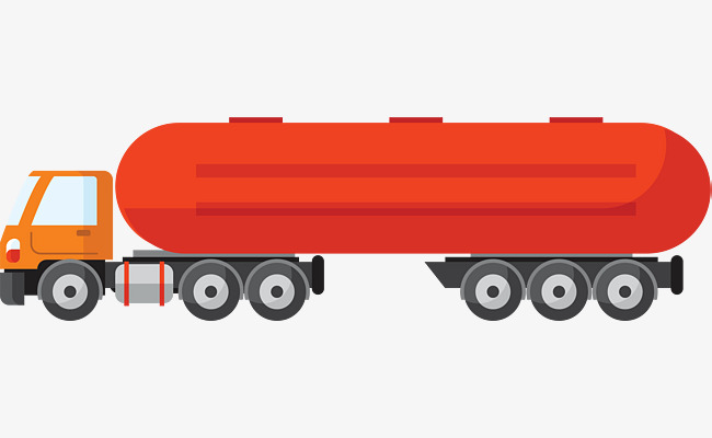 油罐车矢量货运卡车橘色卡车矢量卡车卡通风格油罐车橘色扁平风格