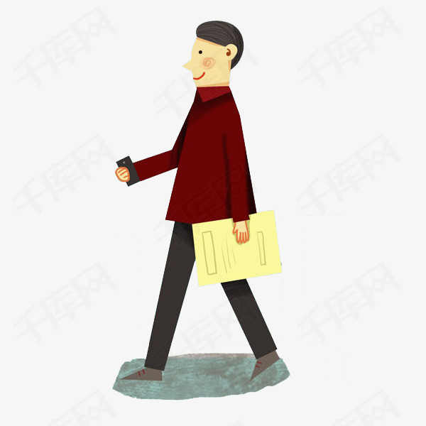 卡通走路的男人免抠图