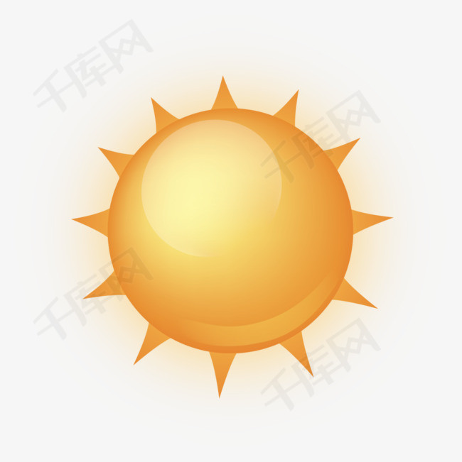 黄色卡通闪耀太阳