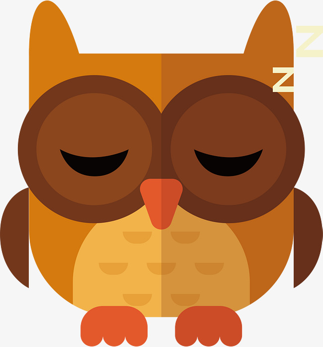 睡着的猫头鹰动物动物设计猫头鹰设计睡觉动物卡通插画