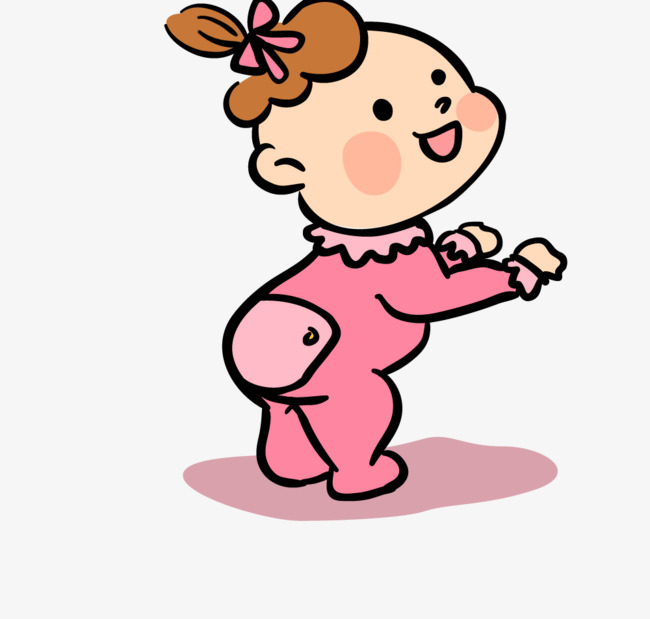 可爱的卡通小宝贝小宝宝动漫动画卡通手绘装饰图蝴蝶结粉色衣服