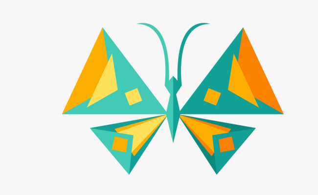 三角形翅膀蝴蝶水彩图