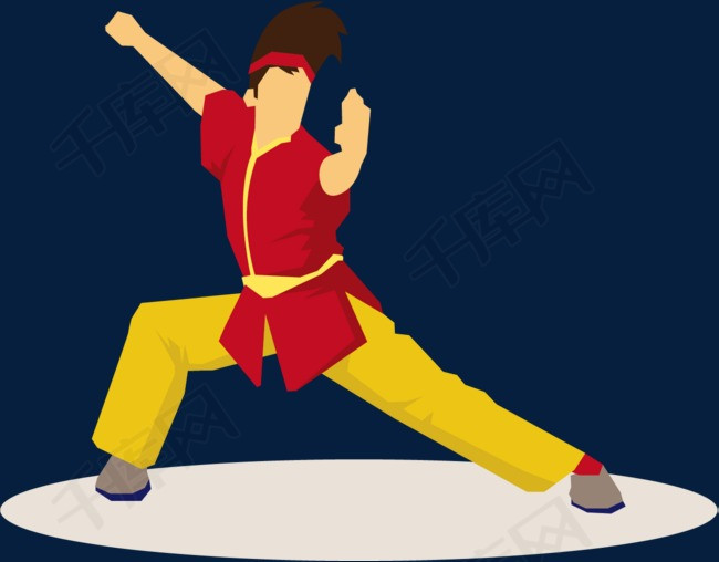 矢量卡通女士中华武术
