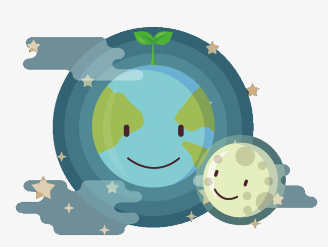 卡通拟人地球月球世界地球日宇宙背景