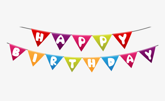 生日快乐三角彩旗矢量图