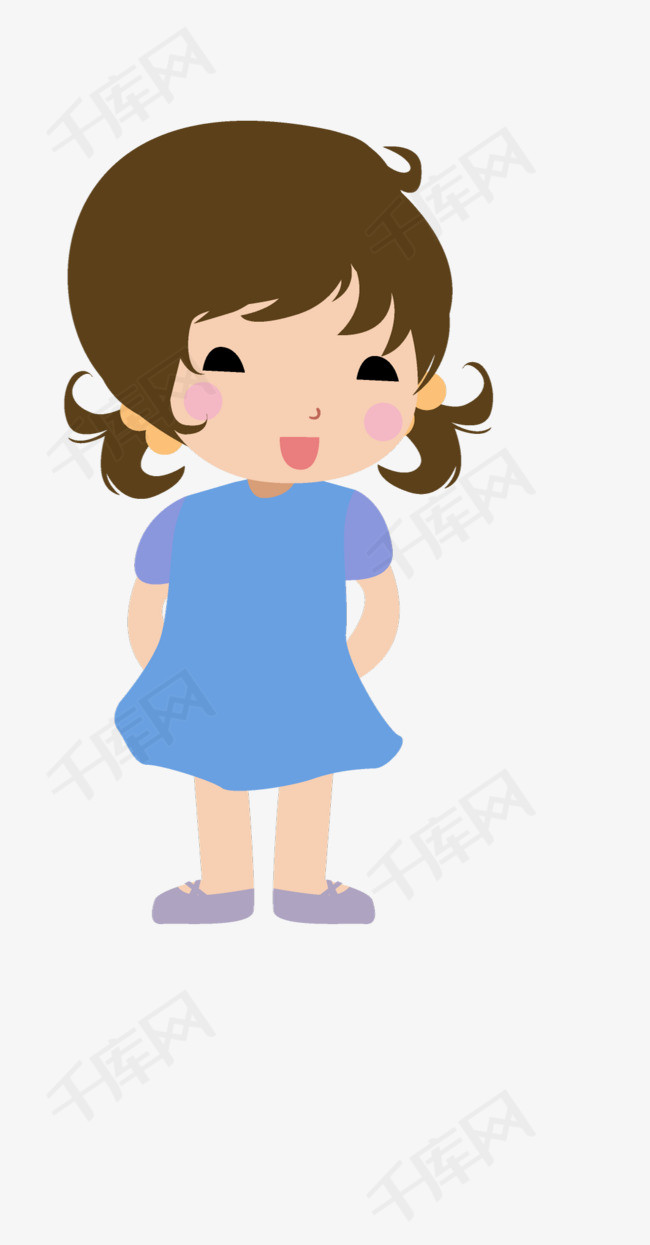 扎两个小辫子的女孩马尾小女孩可爱的漂亮的微笑的人物
