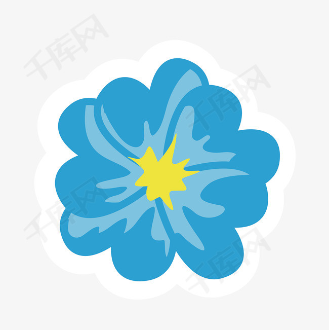 盛开的蓝色花朵简笔画