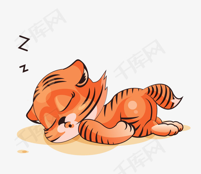 睡觉的卡通小老虎卡通小老虎动物睡觉休息打呼噜
