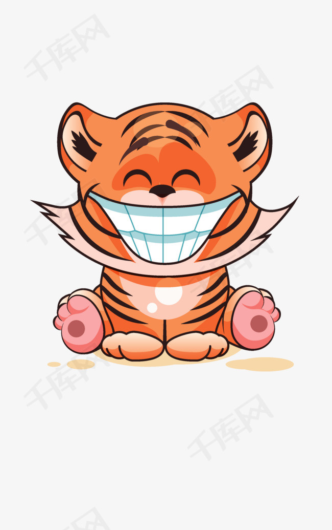 开心的卡通小老虎开心的牙齿表情动物可爱的小老虎