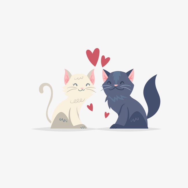 小猫咪情侣 黑色喵咪 动物 宠物 卡通,小猫的爱情设计素材,昵图网