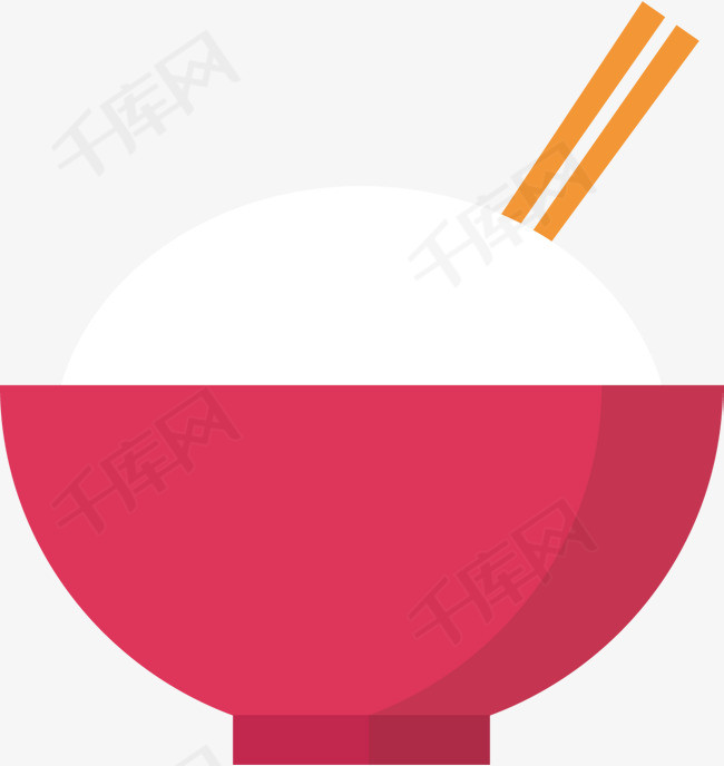 紫色的饭碗白米饭紫色饭碗筷子米饭简约矢量图卡通手绘