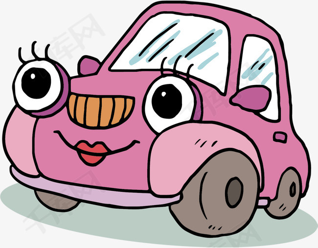 矢量图卡通粉红轿车矢量图卡通手绘商务创意可爱