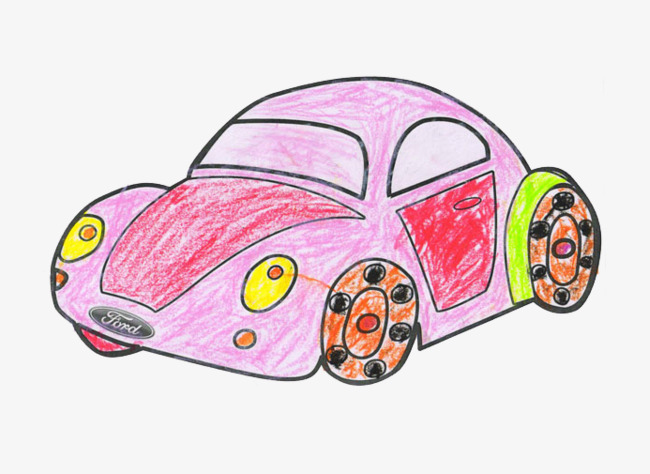 卡通手绘小孩子画画汽车