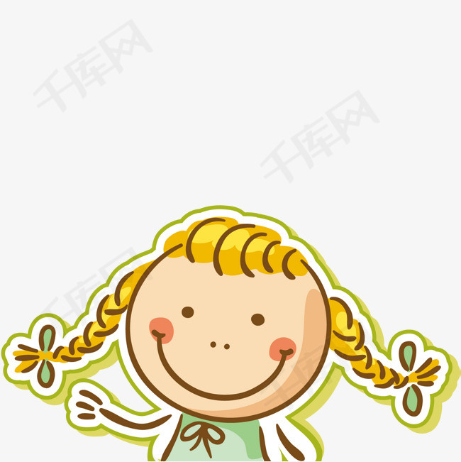 卡通绑两个辫子的小女孩