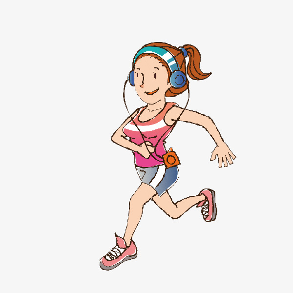 卡通跑步的女性人物校园运动会马拉松跑步的人物晨练锻炼运动