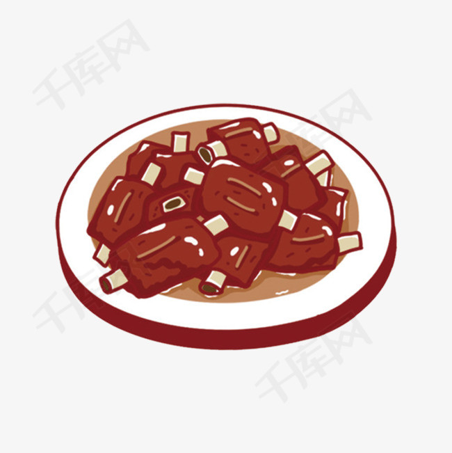 美食糖醋排骨手绘                                            卡通