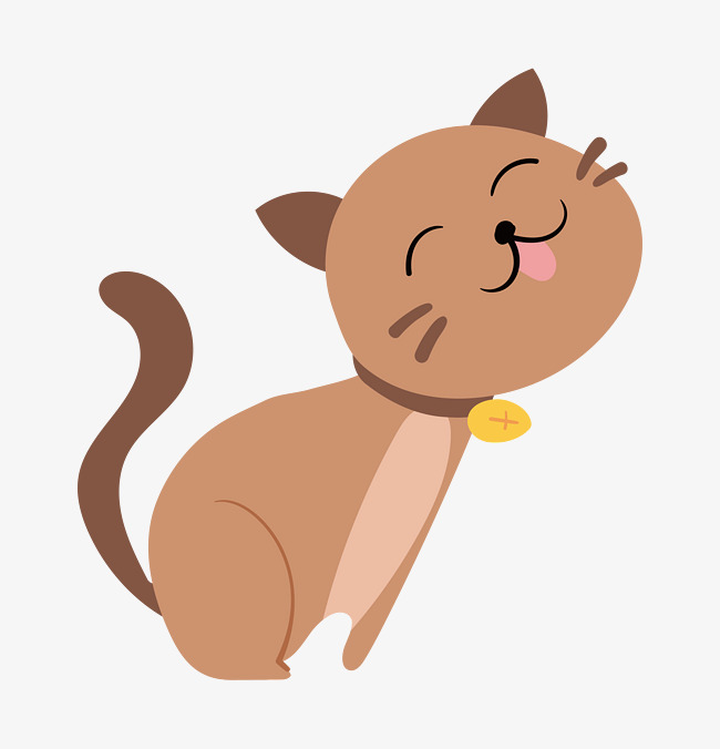戴铃铛的卡通小猫可爱的小猫宠物铃铛动物手绘图