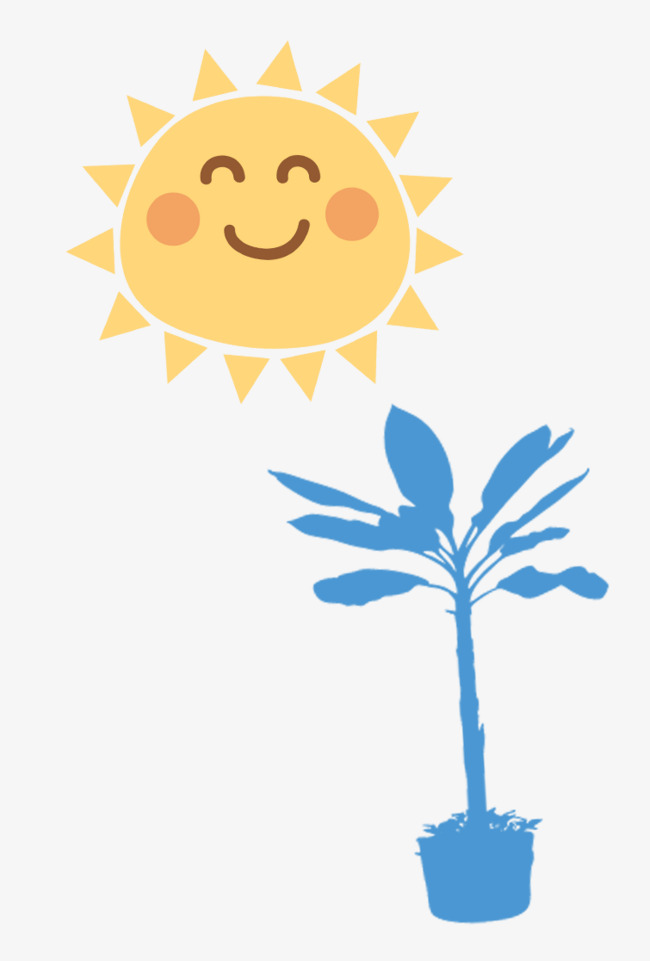 小太阳可爱盆栽手绘