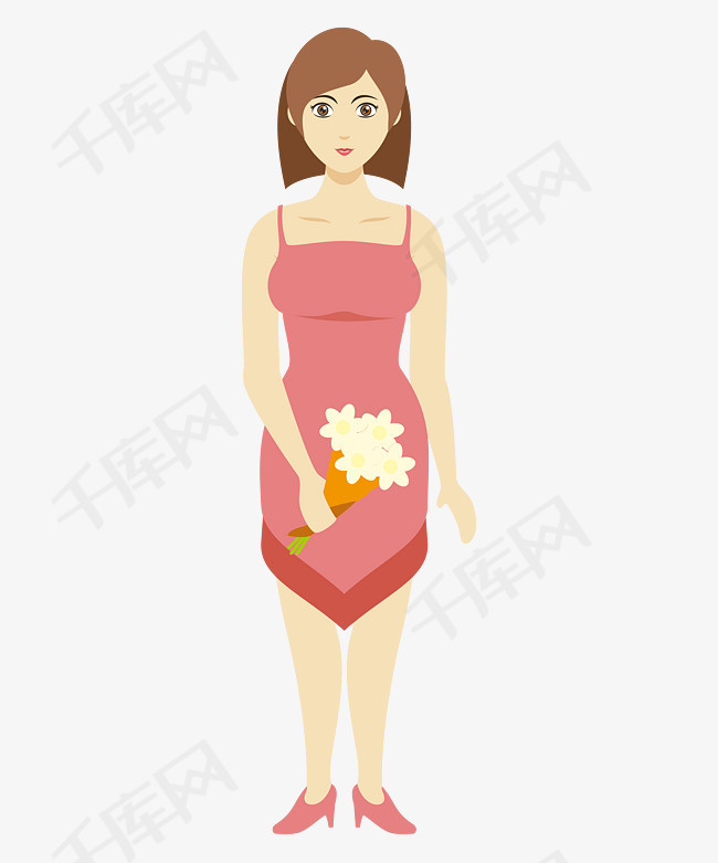 穿吊带裙的美女手绘图