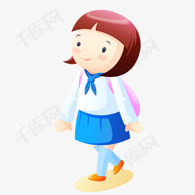 背着书包上学的女孩