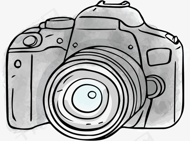 灰色手绘卡通相机矢量png相机灰色相机卡通相机手绘相机照相机