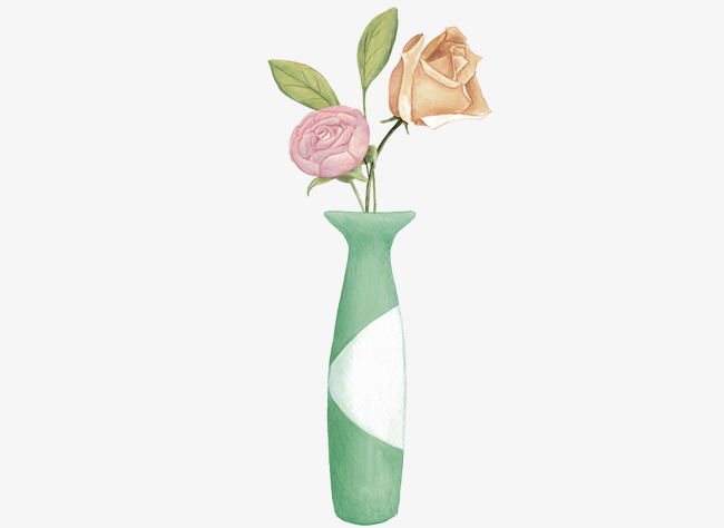 水彩小清新花瓶免抠图素材图片免费下载_高清png_千库