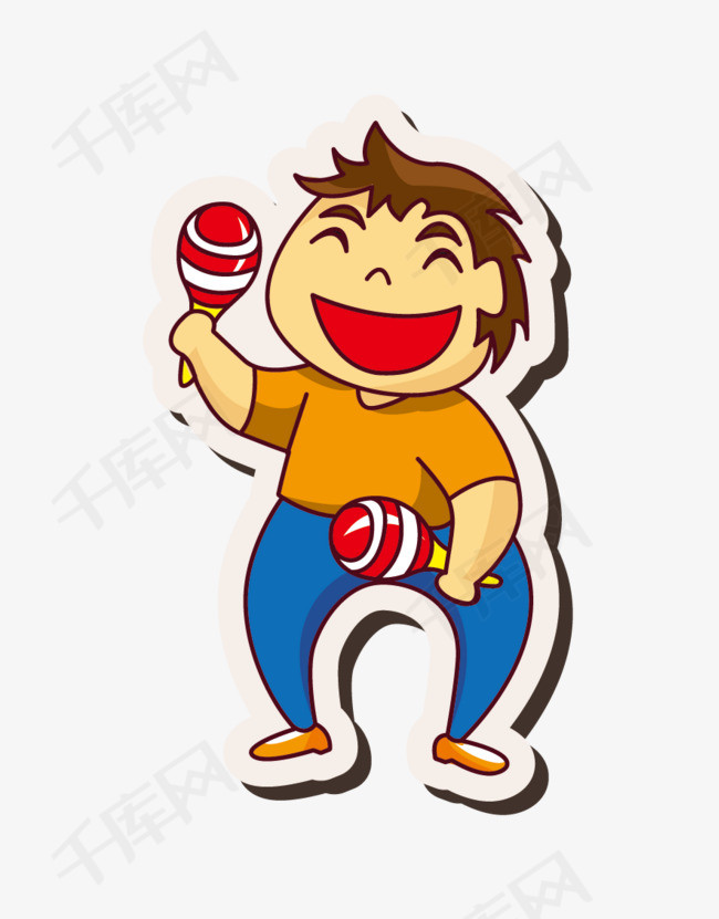 卡通小男孩配乐摇响铃psd源文件