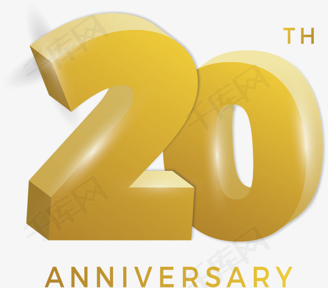 金色立体20周年纪念矢量png周年周年纪念20周年金色20结婚纪念