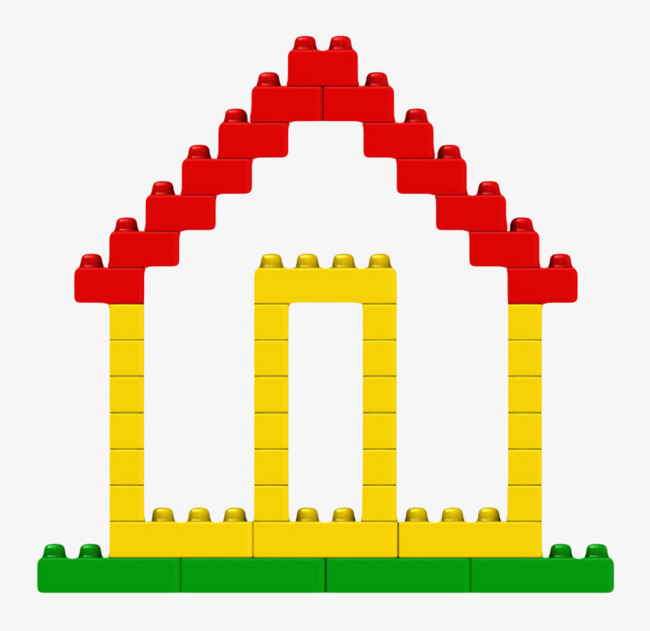玩具建成房子轮廓的塑料积木实物
