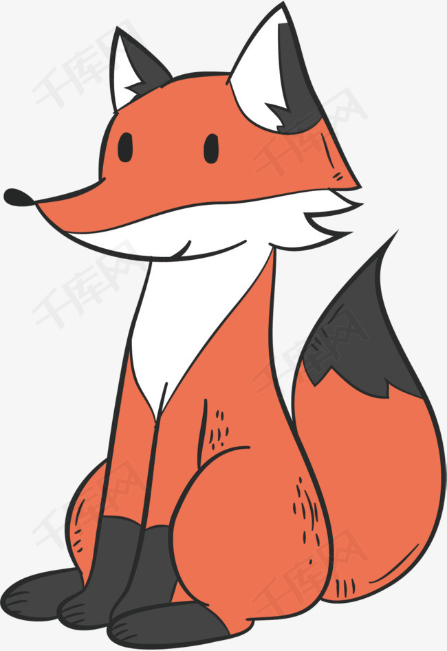 矢量图微笑的狐狸矢量图手绘卡通可爱狐狸开心