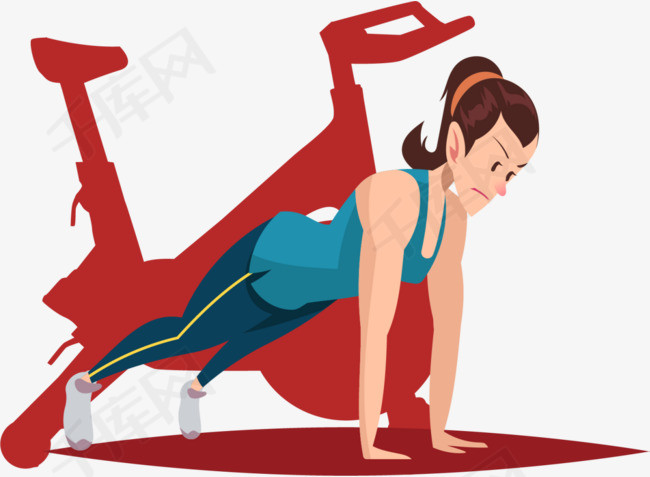 卡通简约运动女生运动女生运动健身健身房健康锻炼强身健体