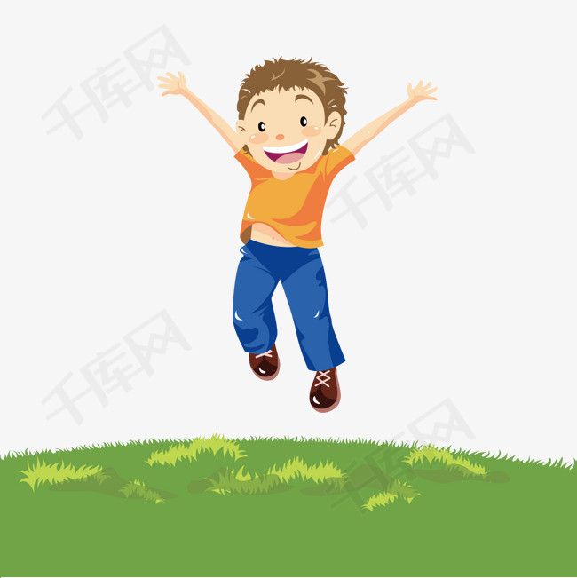 卡通学生跳跃插画