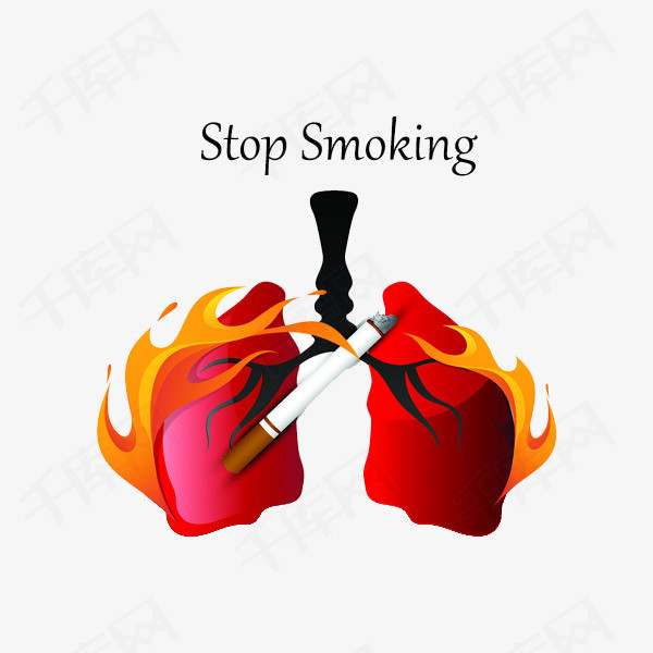 和火吸烟者的肺部卡通手绘吸烟者的肺部火肺部的损害吸烟有害健康禁烟