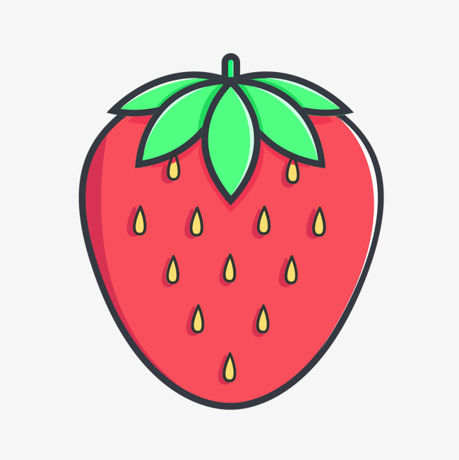 红色手绘圆弧草莓食物元素