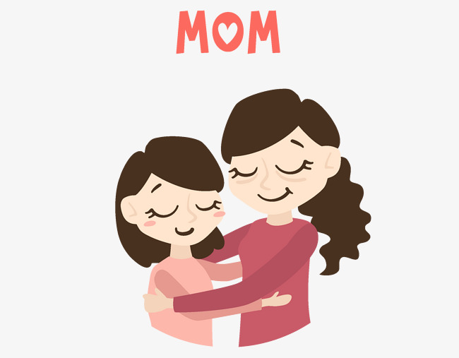 节插画风妈妈和儿女矢量童趣母亲插画风妈妈和儿女女儿温馨卡通形象