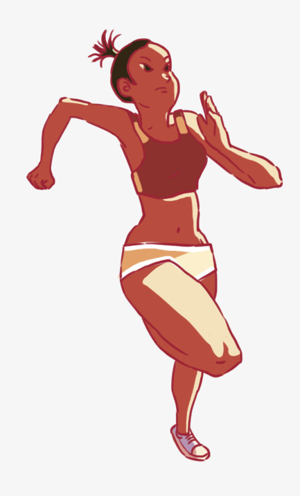 手绘运动员人物插图跑马拉松的女孩