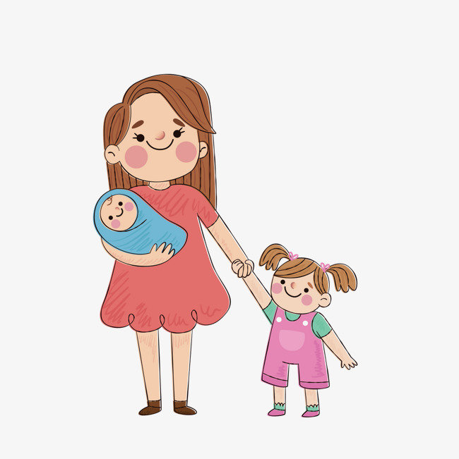 母亲节手绘插画风妈妈和儿女母亲节手绘卡通插画风妈妈和儿女源文件