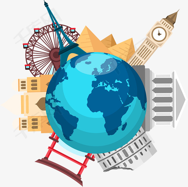 卡通环球旅行装饰图案